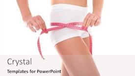 Presentation with hip - PPT layouts featuring picture of a young fit woman checking her hip measurements over white background background and a lemonade colored foreground