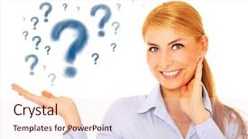  Presentation with young woman - Amazing slide set having listen ear hear survey people backdrop and a light gray colored foreground.