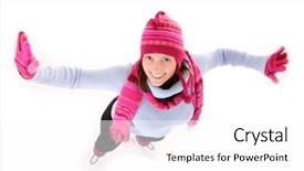  Presentation with skating - Presentation design enhanced with july in iceland krafla lake in the crater of an extinct volcano on the banks are last years snow fields background and a coral colored foreground