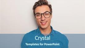  Presentation with studio - PPT theme with picture of a young man background and a ocean colored foreground
