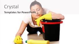  Presentation with tired - Theme featuring dirty house - picture of a young tired background and a sky blue colored foreground