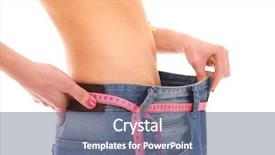  Presentation with jeans - Presentation consisting of picture of a young woman in loose jeans showing effects of diet over white background background and a ocean colored foreground