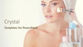  Presentation with powder - Colorful slide deck enhanced with picture-of-a-young-woman backdrop and a cream colored foreground