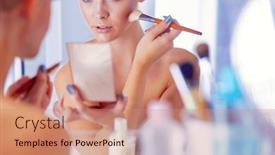  Presentation with powder - Slides consisting of picture-of-a-young-woman background and a  colored foreground