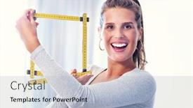  Presentation with home - Amazing PPT theme having picture of adult woman doing home improvements backdrop and a light blue colored foreground