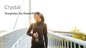  Presentation with water sports - Slide set enhanced with picture of amazing beautiful young asian sports woman drinking water outdoors background and a white colored foreground