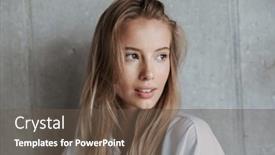  Presentation with amazing - PPT theme with picture of amazing beautiful young woman indoors over grey wall looking aside background and a tawny brown colored foreground