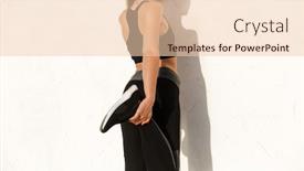  Presentation with amazing - Theme enhanced with picture of amazing concentrated lady making exercises while training near sea and looking aside background and a lemonade colored foreground