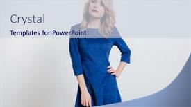  Presentation with amazing - Audience pleasing PPT layouts consisting of picture of amazing young lady dressed in blue dress standing and posing over white background looking at camera backdrop and a lemonade colored foreground