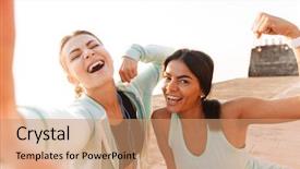  Presentation with hunting conceptual outdoor sports - Colorful slide set enhanced with picture of amazing young sports backdrop and a coral colored foreground