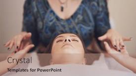  Presentation with points - Presentation theme with picture-of-an-treatment background and a coral colored foreground