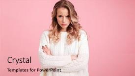  Presentation with angry - PPT theme featuring picture of angry young woman background and a lemonade colored foreground