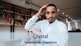  Presentation with coworking - Audience pleasing presentation theme consisting of picture of attractive african businessman backdrop and a sky blue colored foreground