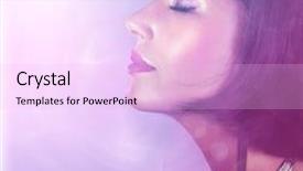  Presentation with silver purple - PPT theme consisting of picture of attractive girl with perfect makeup isolated on purple background fashionable hairstyle closed eyes side view of sexy female beauty salon luxury silver necklace christmas party background and a lavender colored foreground