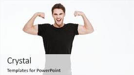  Presentation with black man - Slide deck with picture of attractive young man background and a pink colored foreground