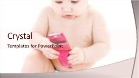 Presentation with diaper - PPT theme having picture of baby boy in diaper with pink cell phone background and a lemonade colored foreground