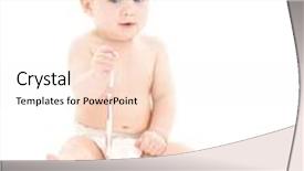  Presentation with diaper - Presentation theme having picture of baby boy in diaper with toothbrush background and a sky blue colored foreground