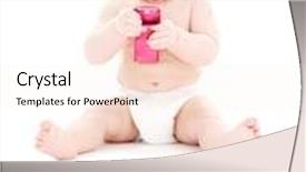  Presentation with diaper - Presentation theme enhanced with picture of baby boy in diaper with pink cell phone background and a sky blue colored foreground