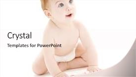  Presentation with diaper - PPT theme having picture of baby boy in diaper with toothbrush background and a sky blue colored foreground