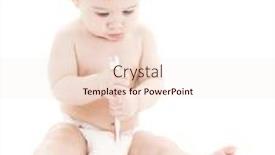  Presentation with diaper - PPT theme enhanced with picture of baby boy in diaper with toothbrush background and a sky blue colored foreground