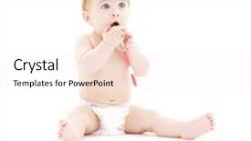  Presentation with diaper - Amazing slides having picture of baby boy in diaper with toothbrush backdrop and a sky blue colored foreground