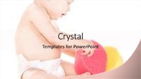  Presentation with sponges - PPT layouts with picture of baby boy with sponges over white background and a sky blue colored foreground