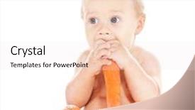  Presentation with diaper - Cool new PPT theme with picture of baby boy in diaper with vegetables backdrop and a sky blue colored foreground