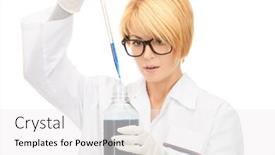  Presentation with lab test - Audience pleasing presentation consisting of picture of beautiful lab worker holding up test tube backdrop and a white colored foreground