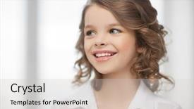  Presentation with teen girl - Presentation design with picture of beautiful pre-teen girl at home background and a light gray colored foreground