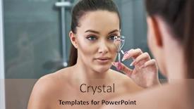  Presentation with mirror reflection - Beautiful slides featuring picture-of-beautiful-woman-looking backdrop and a coral colored foreground