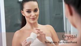  Presentation with mirror reflection - Theme with picture-of-beautiful-woman-looking background and a coral colored foreground