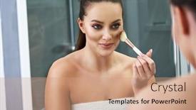  Presentation with mirror reflection - PPT theme having picture-of-beautiful-woman-looking background and a coral colored foreground