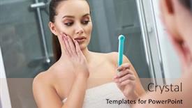  Presentation with mirror reflection - Audience pleasing slides consisting of picture-of-beautiful-woman-looking backdrop and a coral colored foreground