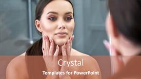  Presentation with mirror reflection - Cool new PPT theme with picture-of-beautiful-woman-looking backdrop and a coral colored foreground