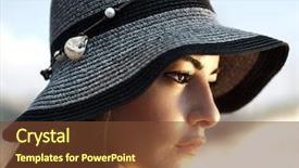  Presentation with arabic woman - Beautiful presentation theme featuring picture of beautiful woman in stylish black hat side view of young gorgeous lady wearing fashionable beach hat charming arabic female with sensual makeup conceptual of vacation and holidays backdrop and a tawny brown colored foreground