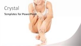  Presentation with cotton - PPT theme having picture of beautiful woman in cotton undrewear on white sand background and a white colored foreground