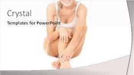  Presentation with cotton - Beautiful PPT theme featuring picture of beautiful woman in cotton undrewear on white sand backdrop and a sky blue colored foreground