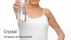  Presentation with bottle water - Slide deck with beautiful woman with bottle background and a light gray colored foreground