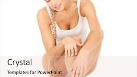  Presentation with cotton - Slides with picture of beautiful woman in cotton underwear touching her legs background and a lemonade colored foreground