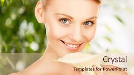  Presentation with calla - Presentation theme consisting of picture of beautiful woman with calla flower background and a lemonade colored foreground