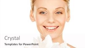  Presentation with lily flower - Slide set featuring picture of beautiful woman with madonna lily flower background and a sky blue colored foreground