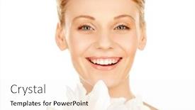  Presentation with lily flower - Beautiful PPT layouts featuring picture of beautiful woman with madonna lily flower backdrop and a sky blue colored foreground