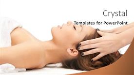  Presentation with salon - Audience pleasing PPT layouts consisting of picture of beautiful woman in massage salon backdrop and a white colored foreground
