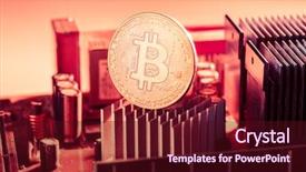  Presentation with business process - PPT layouts having picture of bitcoin and processor background and a wine colored foreground