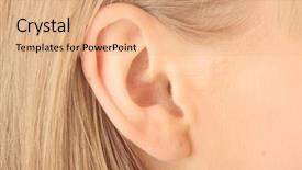  Presentation with color - Colorful slides enhanced with picture of blond girl ear backdrop and a coral colored foreground