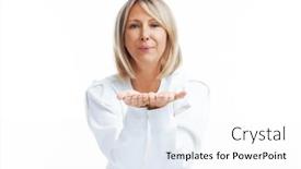  Presentation with isolated paw prints over white - Presentation theme enhanced with picture-of-blonde-woman-isolated background and a white colored foreground