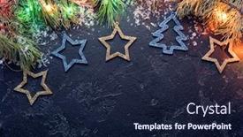  Presentation with spruce - Presentation design having christmas blue toys burning garland background and a wine colored foreground