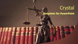  Presentation with law books - PPT layouts having picture-of-bronze-law-statue background and a tawny brown colored foreground