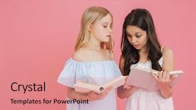  Presentation with pink girly - Slides enhanced with picture of brunette and blonde background and a coral colored foreground