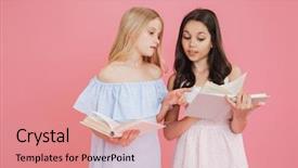  Presentation with princess - Colorful PPT theme enhanced with picture of brunette and blonde backdrop and a coral colored foreground